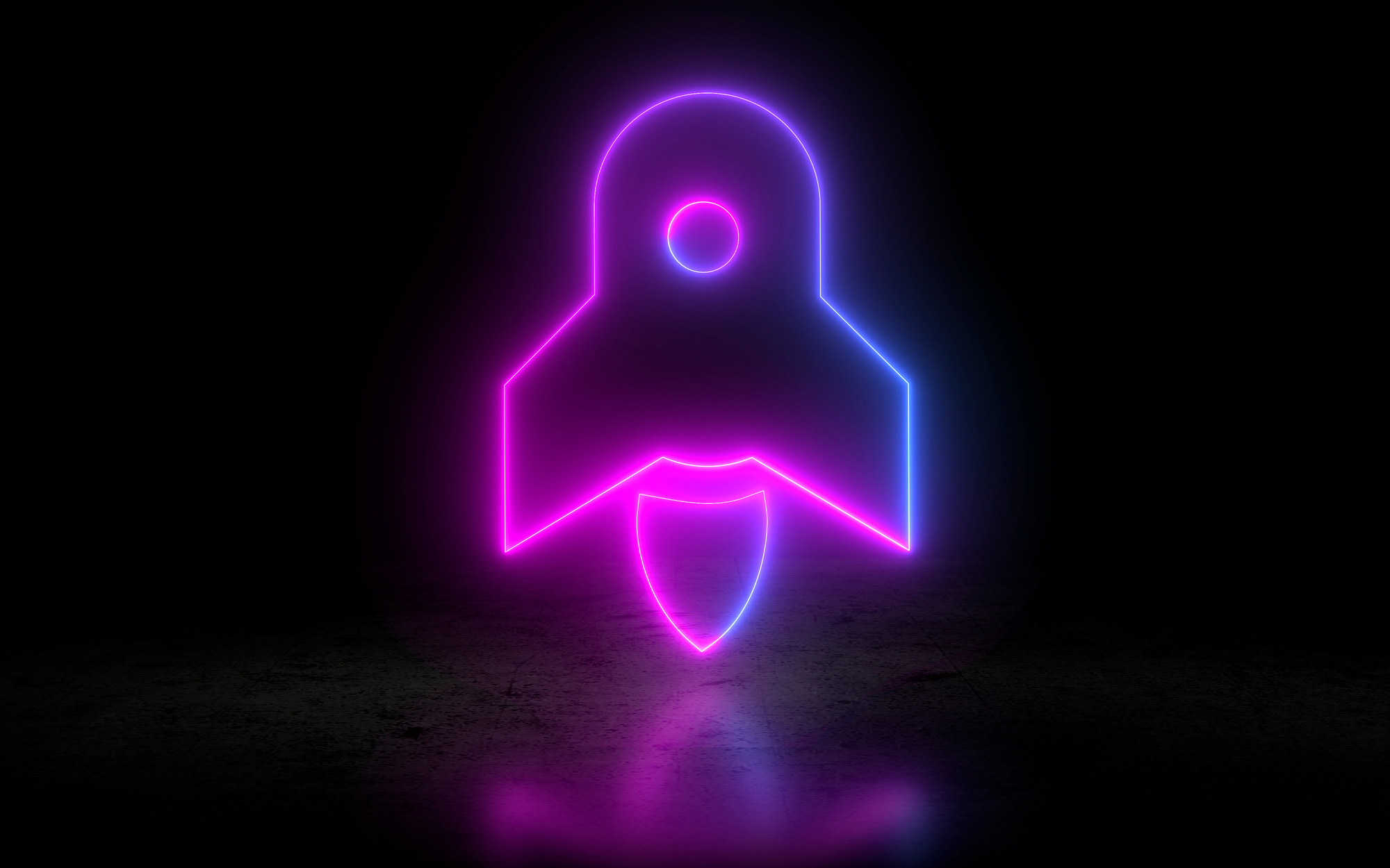 Neon Rocket Icon